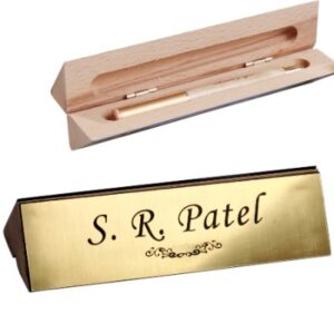 Personalized Wooden Pen Box with Name Plate