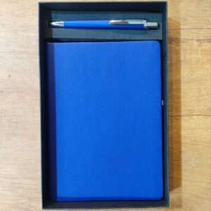 Blue Corporate Diary With Pen