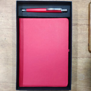 Red Corporate Diary With Pen