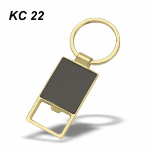 Gold Finish Metal Keychain with Opener