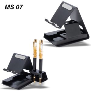 Premium Black Desk Organizer with Mobile Stand & Pen Holder